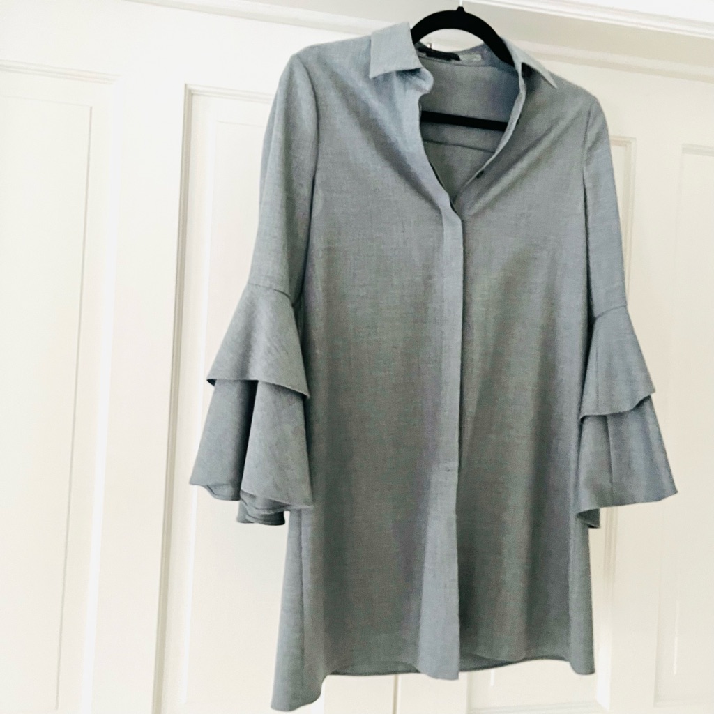 Alice + Olivia Gray Button Up Shirt Dress Xs
